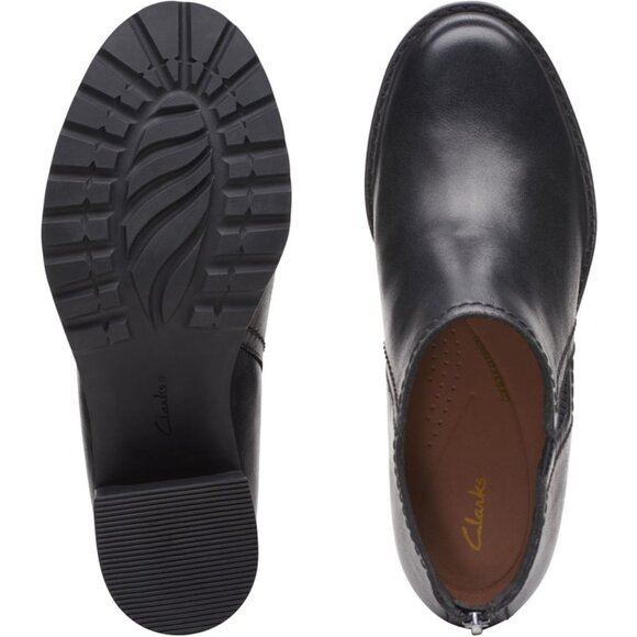 NEW CLARKS Leather Leda Step Heeled Booties black for women 462mn - Picture 6 of 6